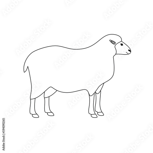 Vector flat hand drawn outline sheep isolated on white background