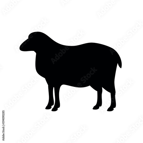 Vector flat hand drawn sheep silhouette isolated on white background