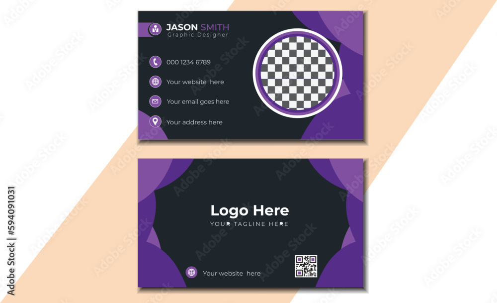 Naklejka premium personal visiting card with company, vector illustration, set of modern business card print templates.