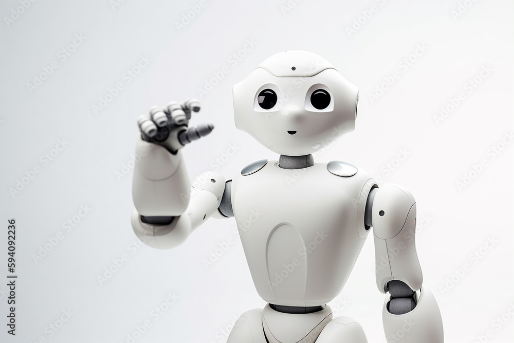A simple design AI robot with a cute expression. Generative AI A simple design AI robot with a cute expression. Generative AI