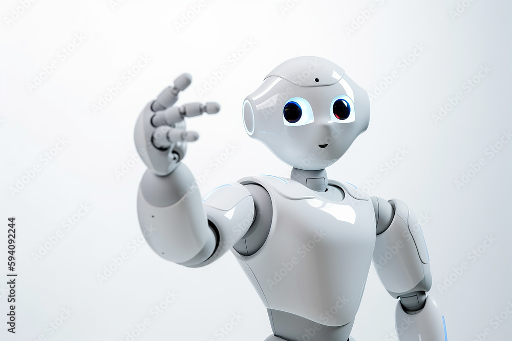 Fototapeta premium A simple design AI robot with a cute expression. Generative AI
