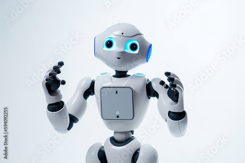 A simple design AI robot with a cute expression. Generative AI