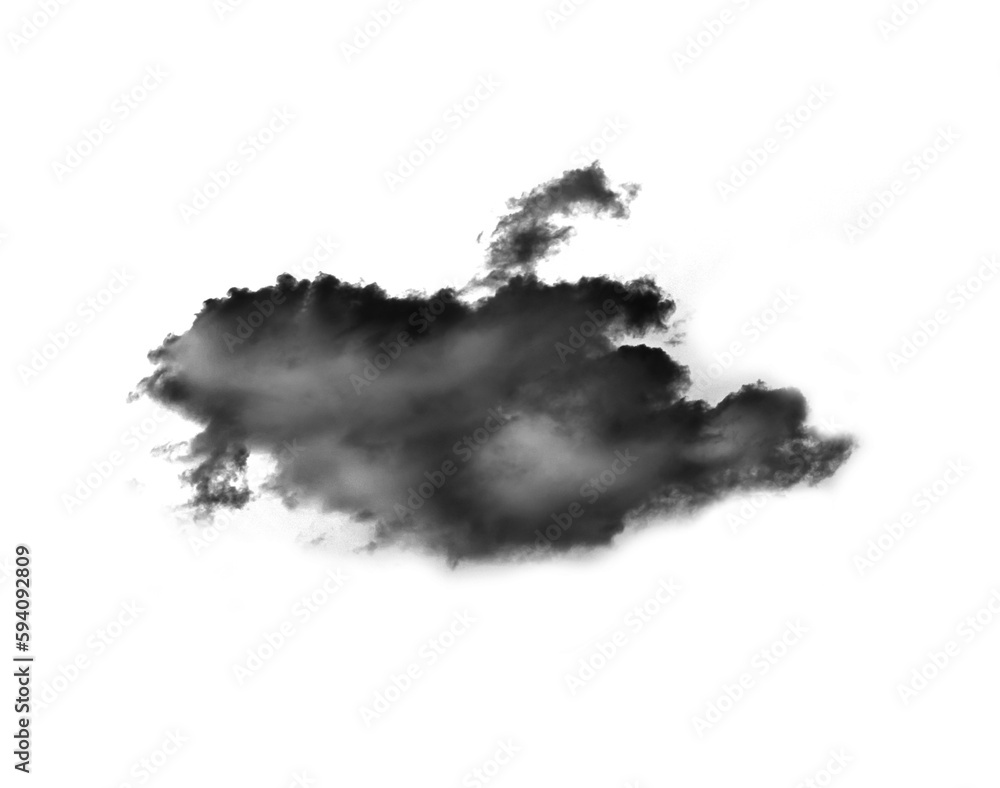 Obraz premium Black smoke cloud, fog or smokey flare and realistic steam or gas, mist explosion with a powder spray and a design element texture isolated on a transparent and png background