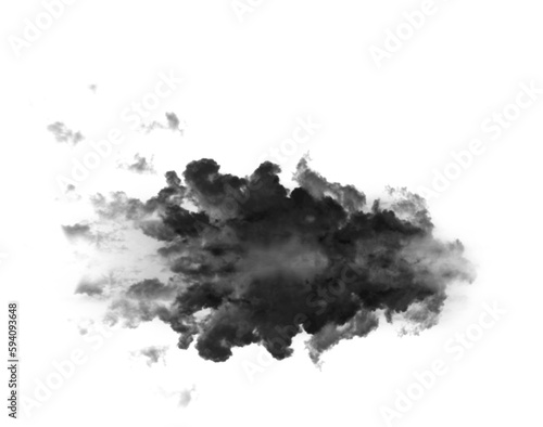 Black smoke, cloud or fog isolated on png or transparent background, smokey flare and steam or gas. Powder spray, mist and Rorschach test for mental health and texture with design element