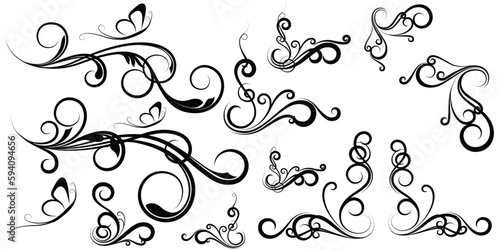 swirly designs vector set, icon, symbol, logo, clipart, isolated. vector illustration. vector illustration isolated on white background.