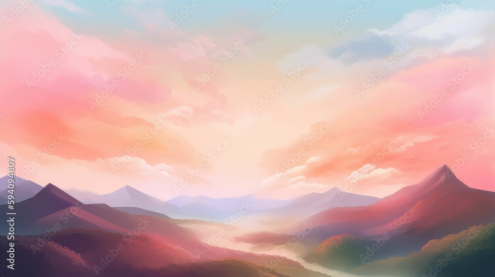 Painted skies in soft pastel ombre hues wallpaper