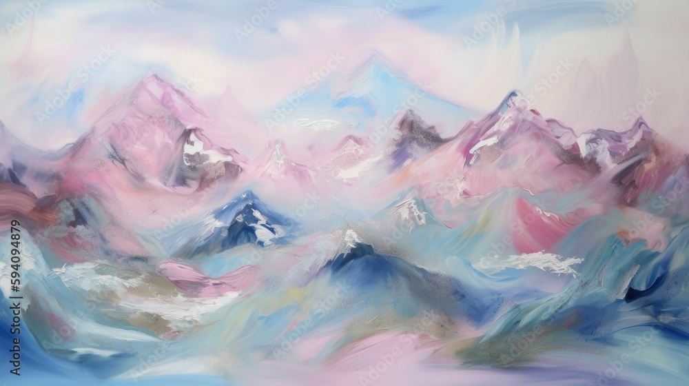 Candyfloss Mountain - Soft Pinks and Blue Mountain Wallpaper