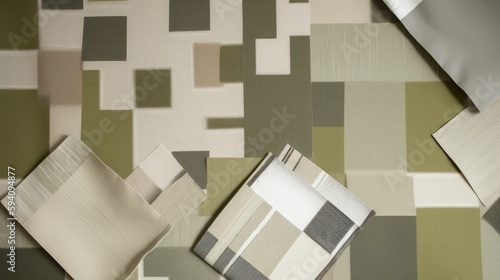 Soothing muted olive and gray square pattern