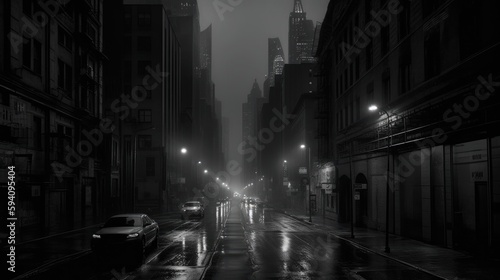 Noir cityscape with an overwhelming perception
