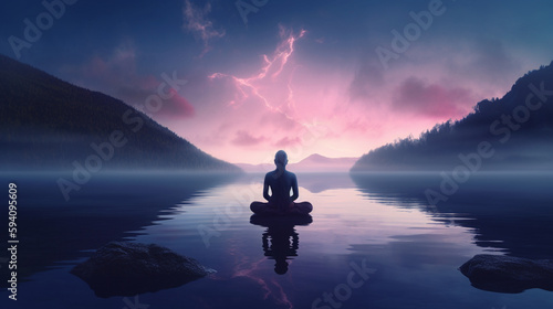 man meditating on the mountain