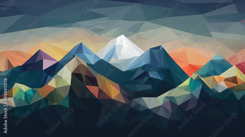 Abstract wallpaper of tranquil mountain range with geometric shapes Abstract wallpaper of tranquil mountain range with geometric shapes