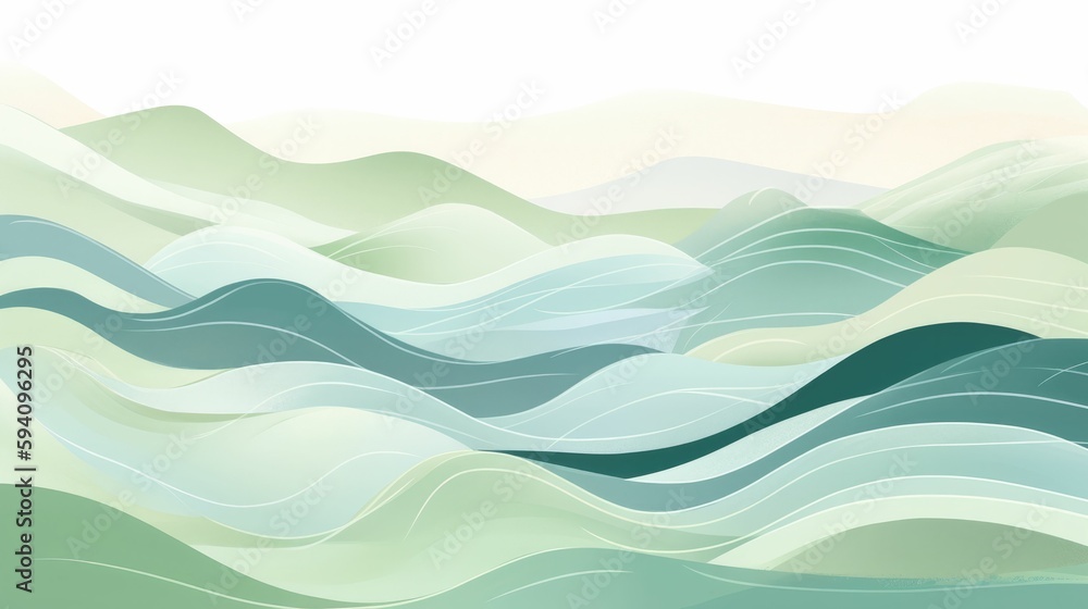 Soothing waves in soft pastel blues and greens Soothing waves in soft pastel blues and greens
