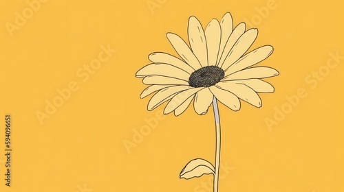 Minimalist bright yellow daisy drawing