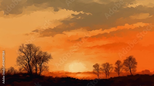 Captivating Warm Orange Sky at Midpoint