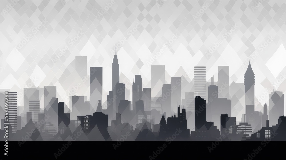 Simplistic monochromatic skyline with clean shapes