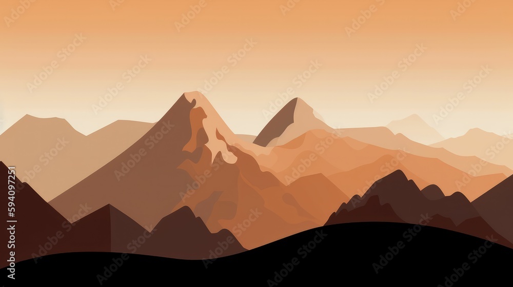 Clean and minimalistic illustration of a mountain landscape