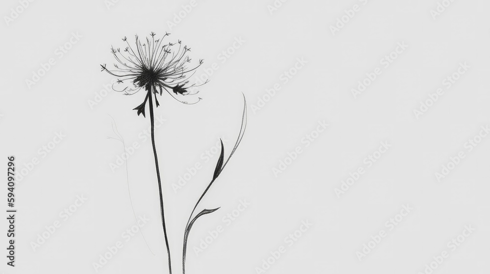 custom made wallpaper toronto digitalMinimalist black and white flower sketch