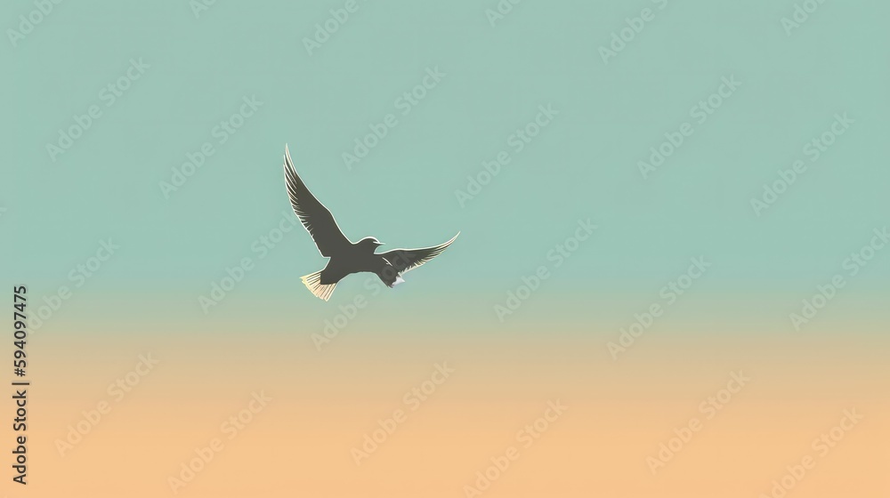 Fototapeta premium Minimalistic depiction of a lone bird taking flight