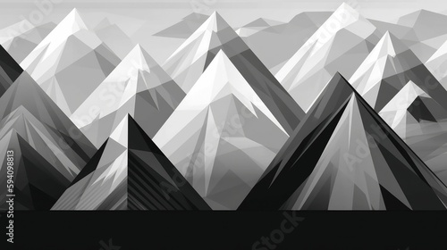 Geometric mountain design in monochrome tones