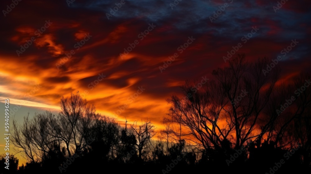 Fototapeta premium Silhouettes in front of a colorful sunset sky