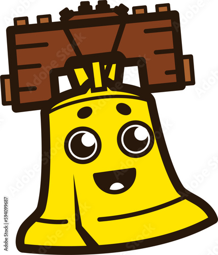 cute cartoon liberty bell with a happy face