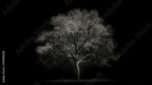 Monochromatic tree against a dark background