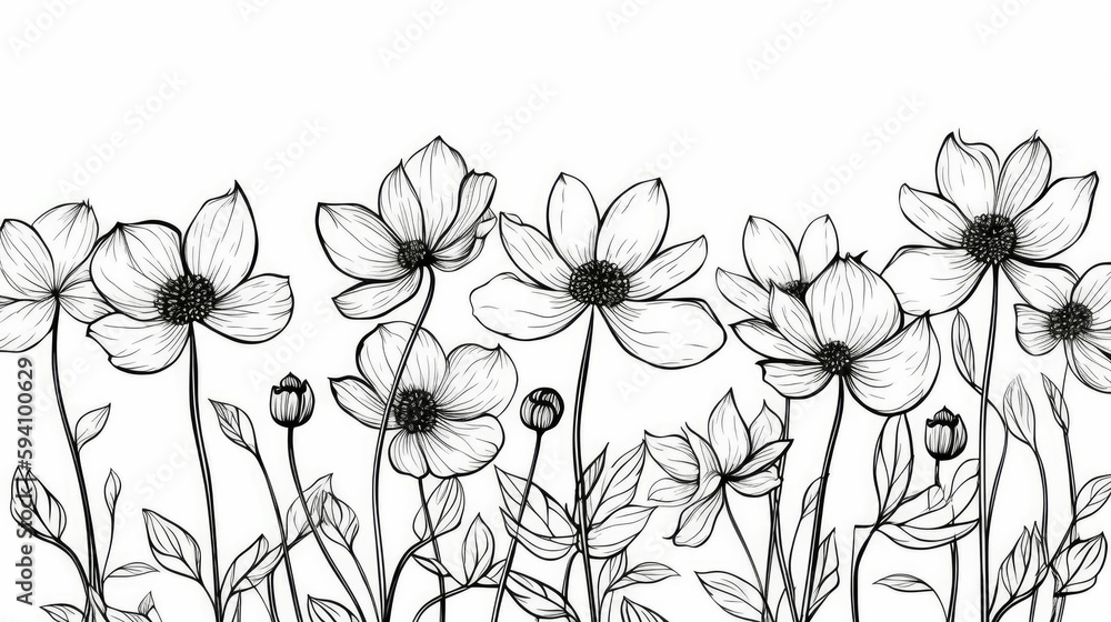 Black and white flower illustration