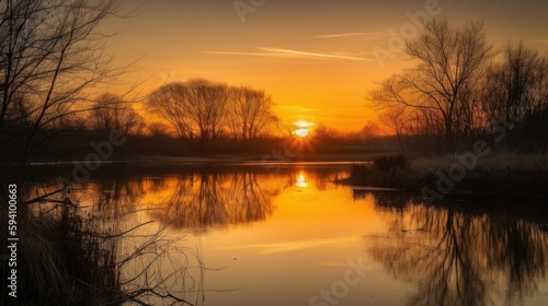 Mellow Sunset with Warm Reflections