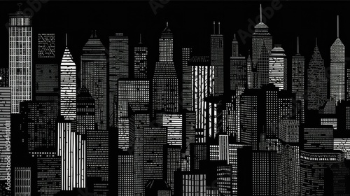 Monochromatic Illustration of a City