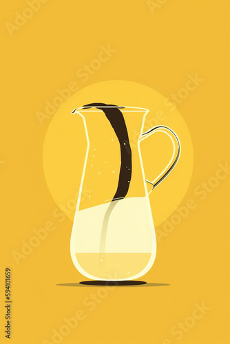 A pitcher of liquid with a black stripe in it. AI generative image photo