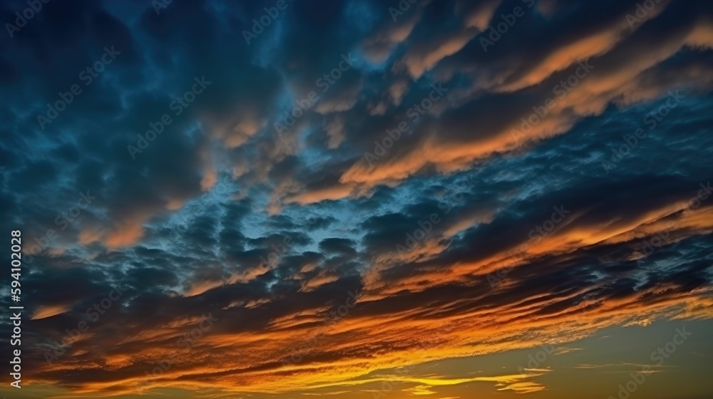 Dramatic sky with layered colors and a horizon line