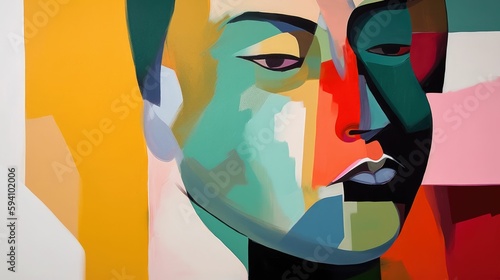Abstract art with bold shapes and a human portrait © Oliver
