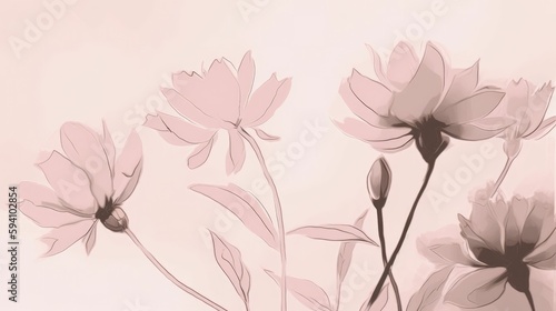 Wallpaper Mural Monochromatic soft pink flower sketch Torontodigital.ca