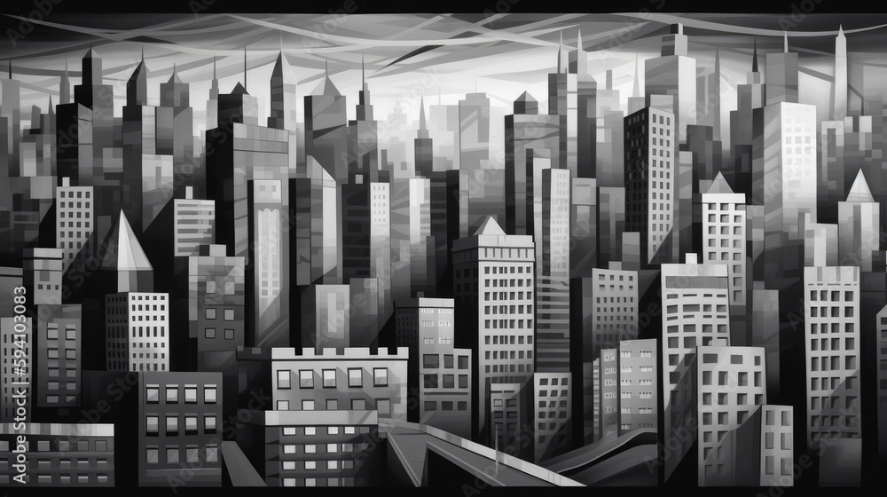 Stark Cityscape Embodied By Only Shapes