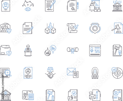 Scientific direction line icons collection. Discovery, Experiment, Research, Hypothesis, Observation, Analysis, Investigation vector and linear illustration. Genetics,Cosmology,Ecology outline signs