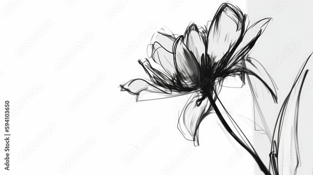 custom made wallpaper toronto digitalMinimalist black flower sketch