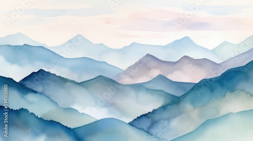 Watercolor mountain range in pastel colors