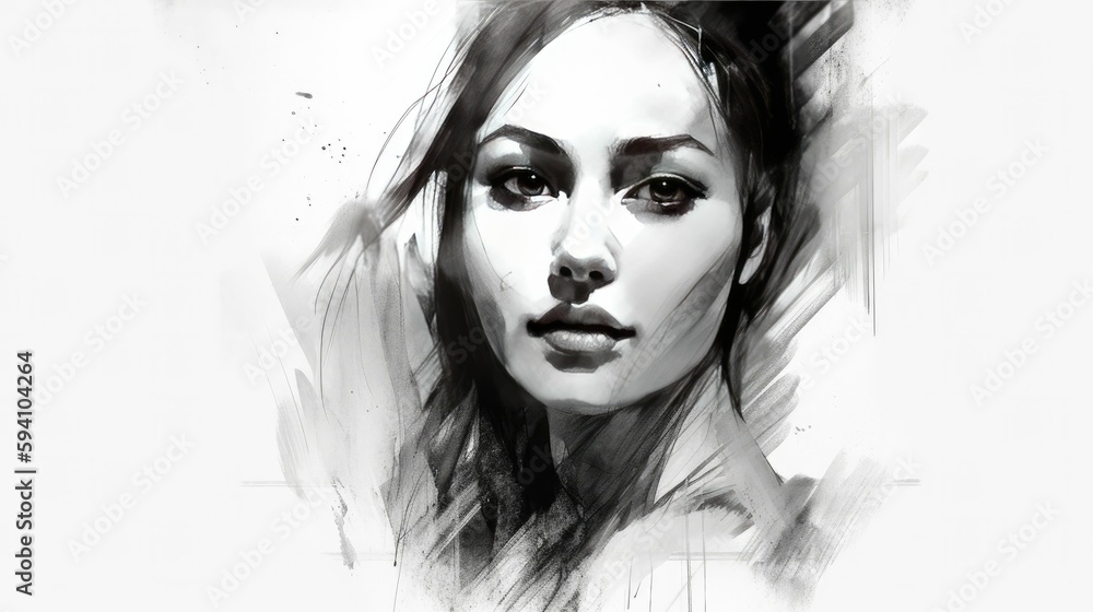 Fototapeta premium Black and white sketch with subtle tones