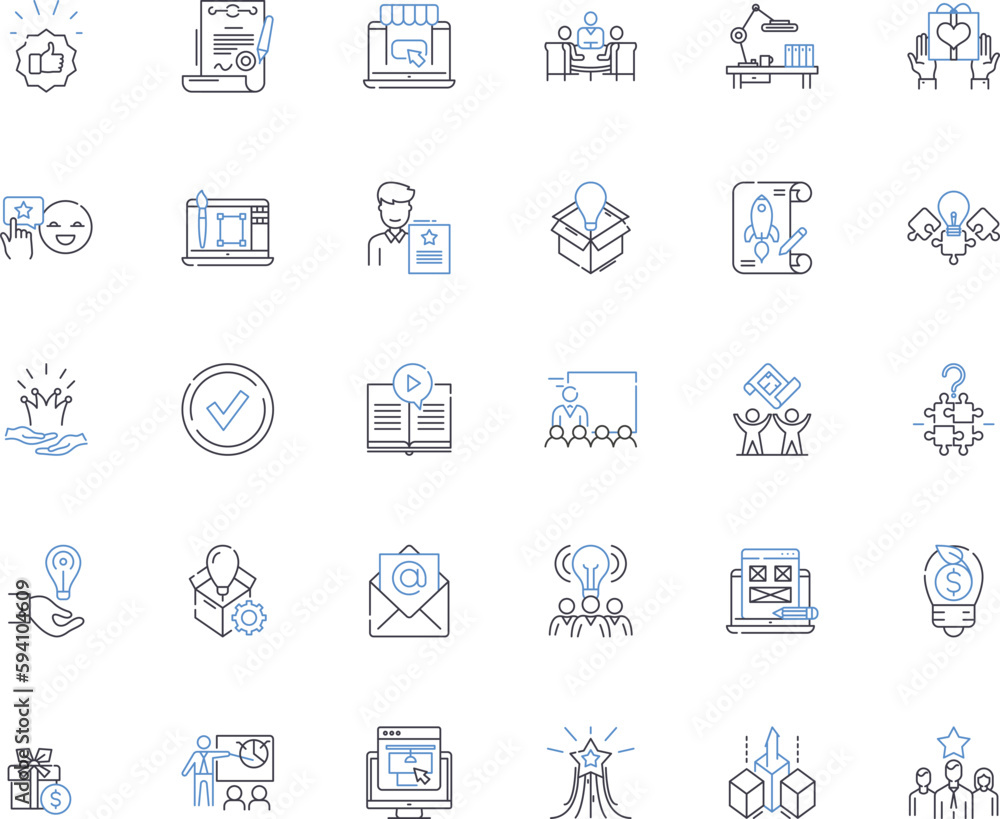 Branding line icons collection. Identity, Logo, Reputation, Image, Awareness, Differentiation, Positioning vector and linear illustration. Consistency,Trust,Perception outline signs set