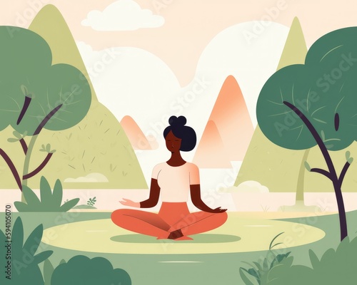 Landing page illustration of a woman doing yoga