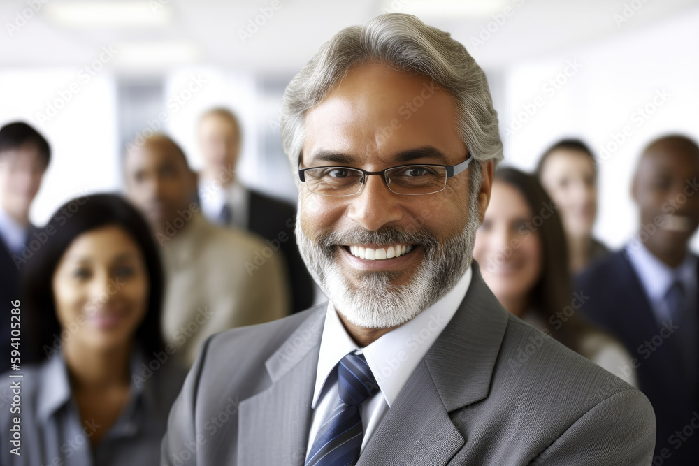 Businesspeople Smiling in Modern Multiethnic Open Plan Office. High quality generative ai Businesspeople Smiling in Modern Multiethnic Open Plan Office. High quality generative ai