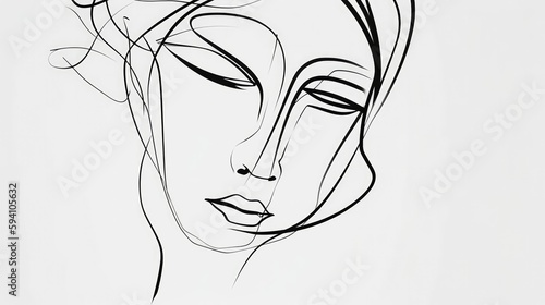 One line drawing of a human face