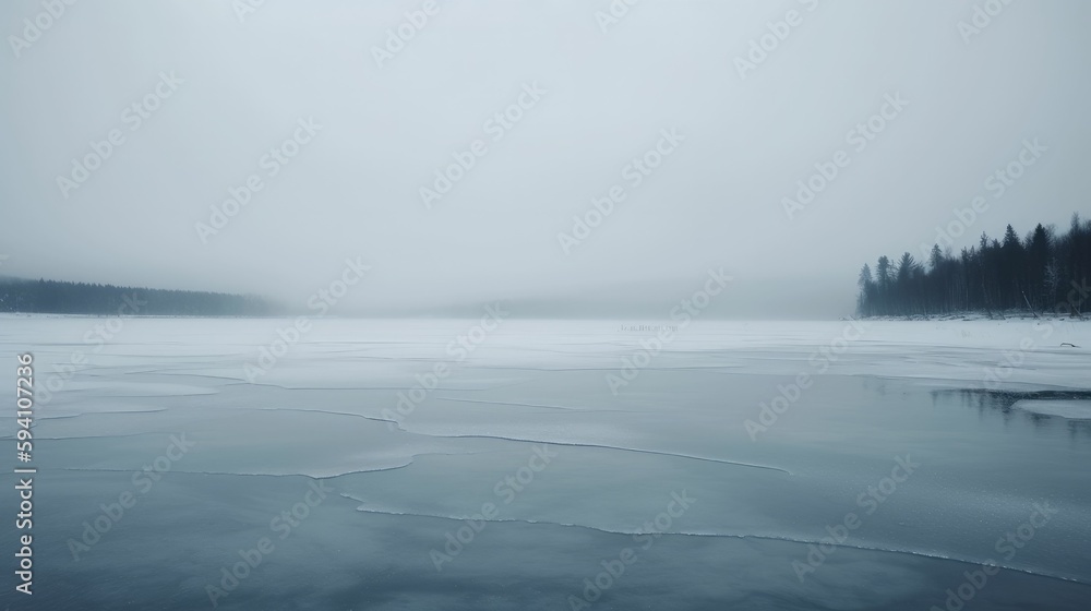 Minimalist frozen lake with cool tones Minimalist frozen lake with cool tones