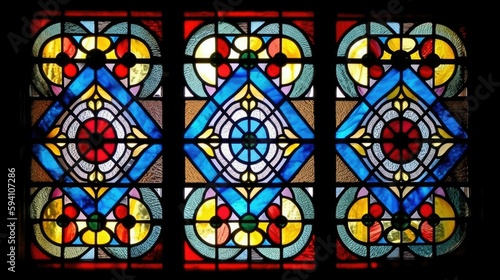 Symmetrical Stained Glass Window Square