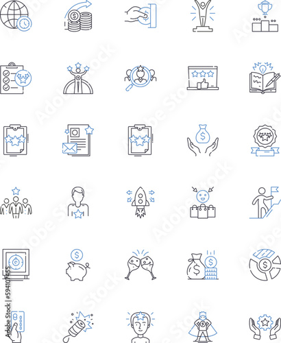 Prosperity line icons collection. Abundance, Fortune, Success, Wealth, Opulence, Progress, Growth vector and linear illustration. Prosperous,Flourishing,Affluence outline signs set