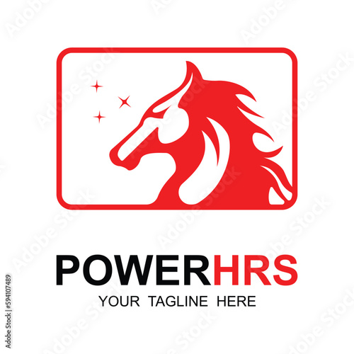 Elegant horse icon. Royal stallion logo. Equine stables sign. Equestrian brand emblem with slogan template