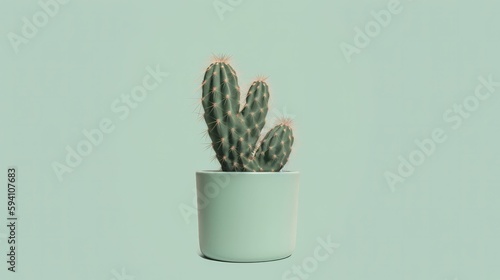 Minimalist cactus in pastel green