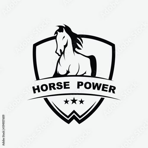 Elegant horse icon. Royal stallion logo. Equine stables sign. Equestrian brand emblem with slogan template
