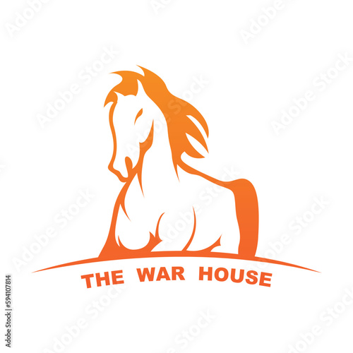 Elegant horse icon. Royal stallion logo. Equine stables sign. Equestrian brand emblem with slogan template