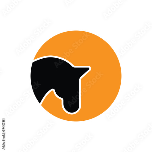 Elegant horse icon. Royal stallion logo. Equine stables sign. Equestrian brand emblem with slogan template